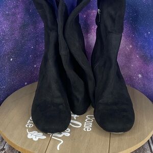 Sam Edelman Suede over the knee Stretch top inside zip heeled BLACK sz-11